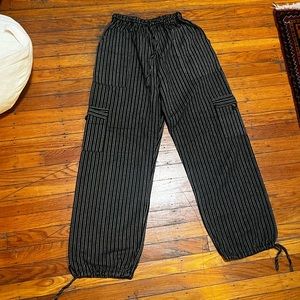 Black & White Striped Cotton Peruvian Pants